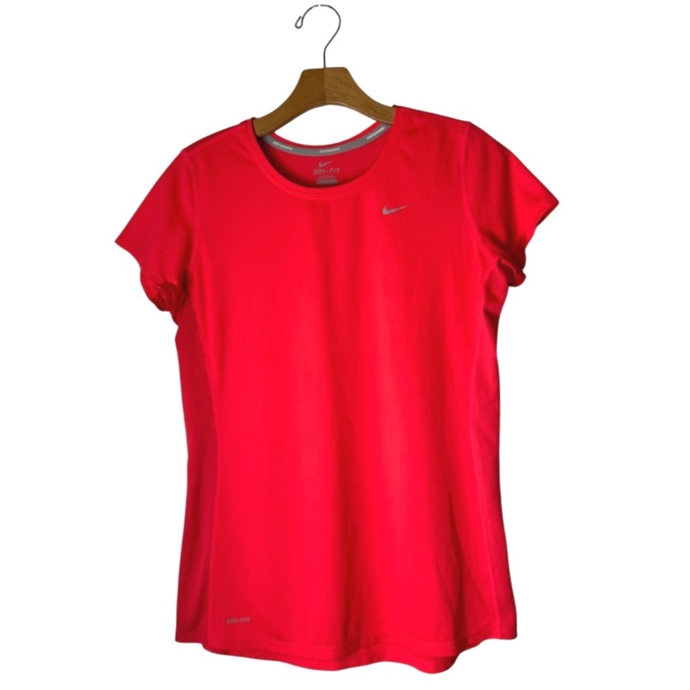 Nike Shirt Women Large Hot Pink Running‎ Dri Fit Short Sleeve Activewear Tee
